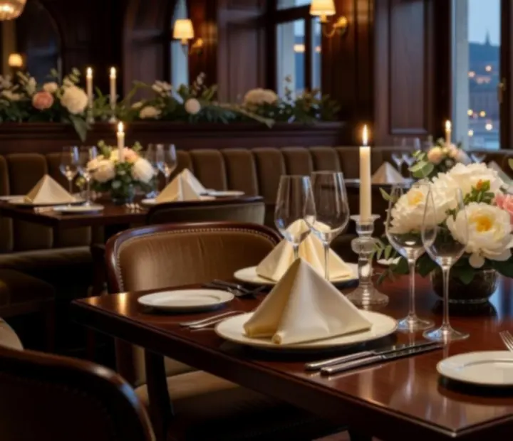 Elegáns fine dining asztal szezonális fogásokkal és borpárosítással.