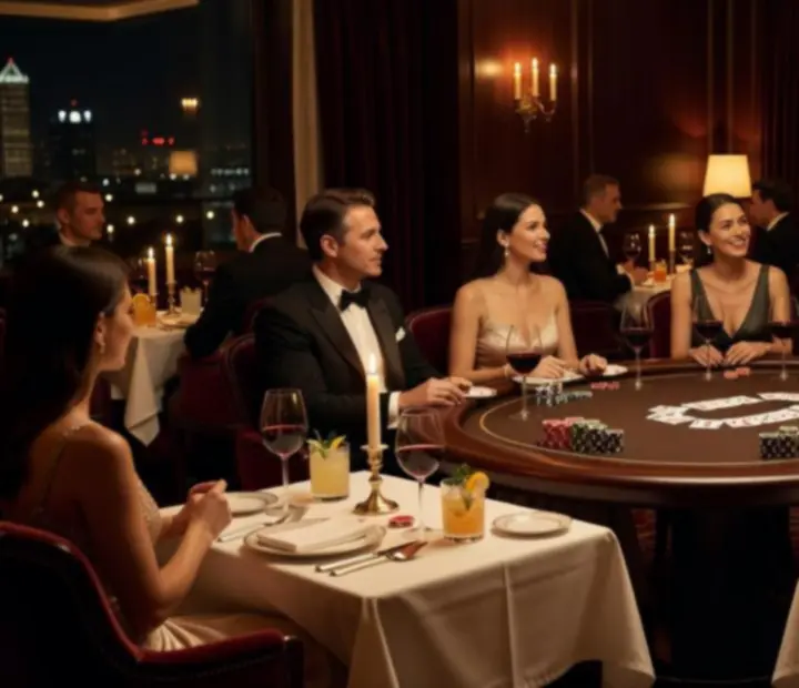 Elegáns, gyertyafényes poker est prémium éttermi környezetben